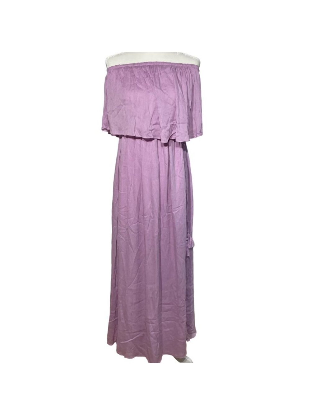 Mustard Seed Strapless Rayon Smocked Open Back Maxi Dress Purple Sz SM - NWT!